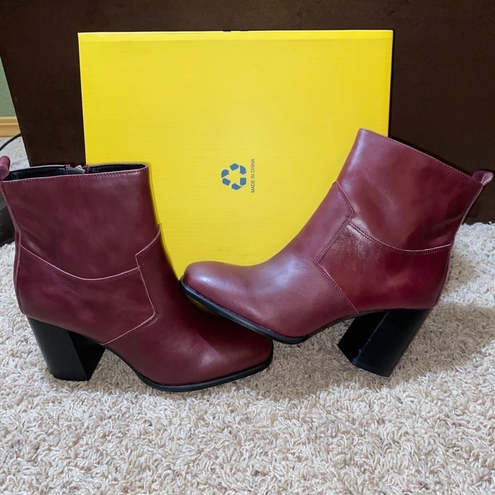 NIB-Sbicca Wine Leather Bootie - Picture 4 of 8